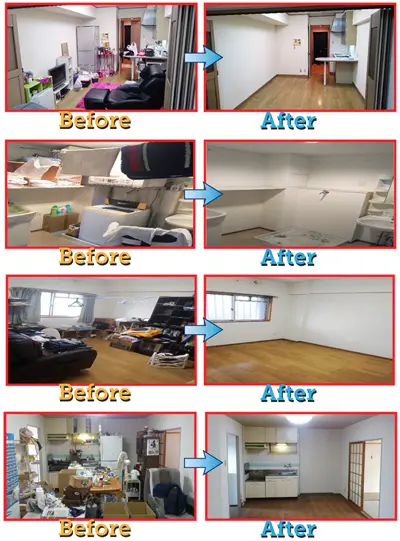 不用品回収で片付いた部屋のビフォーアフター