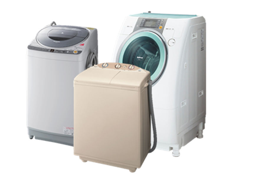 縦型の洗濯機、ドラム式洗濯機、2層式洗濯機など